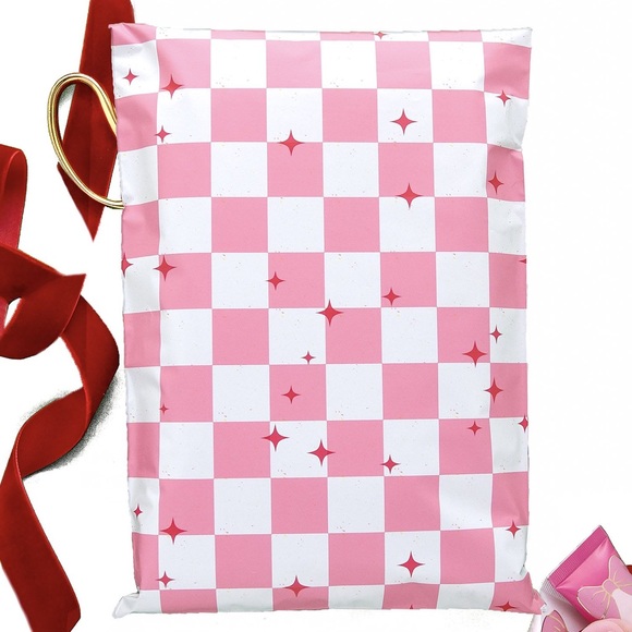Pink Check Poly Mailers 7.5x10.5 Poly Mailers Pack of 25 - Picture 2 of 5